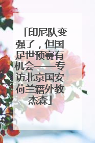 印尼队变强了，但国足世预赛有机会——专访北京国安荷兰籍外教杰森